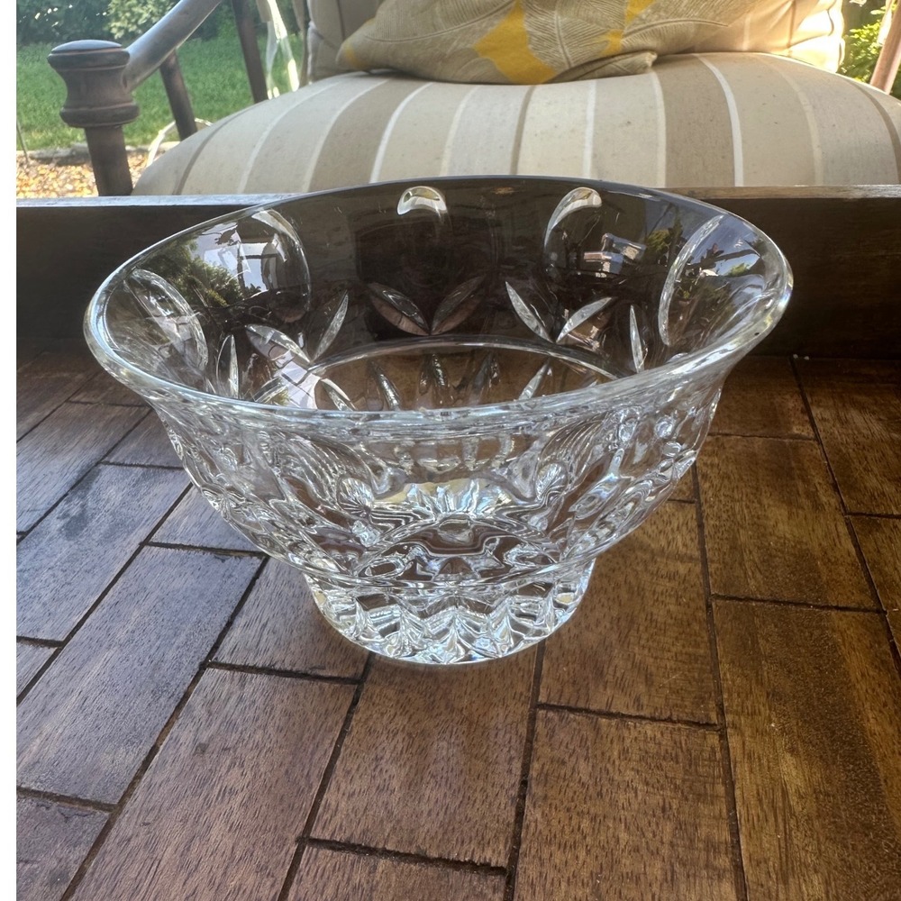 BROCK Crystal Bowl Footed Scalloped Clear Glass Centerpiece 5in set of 2